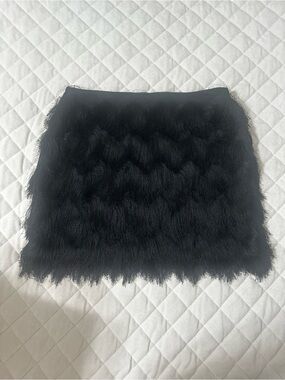 H&M Black Fringe Mini Skirt